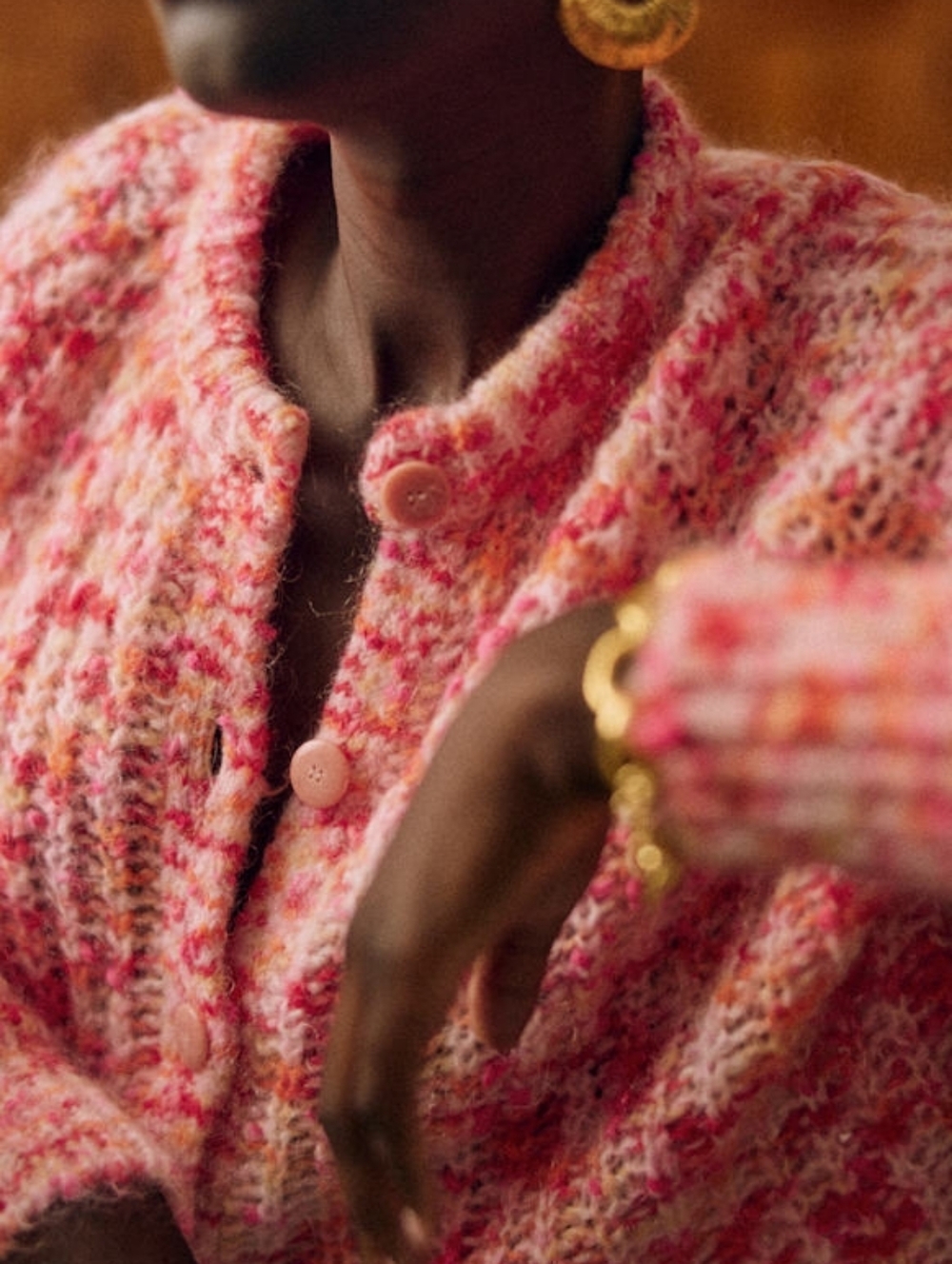 Sezane Emile Pink Multicolor Cardigan - Picture 2 of 8